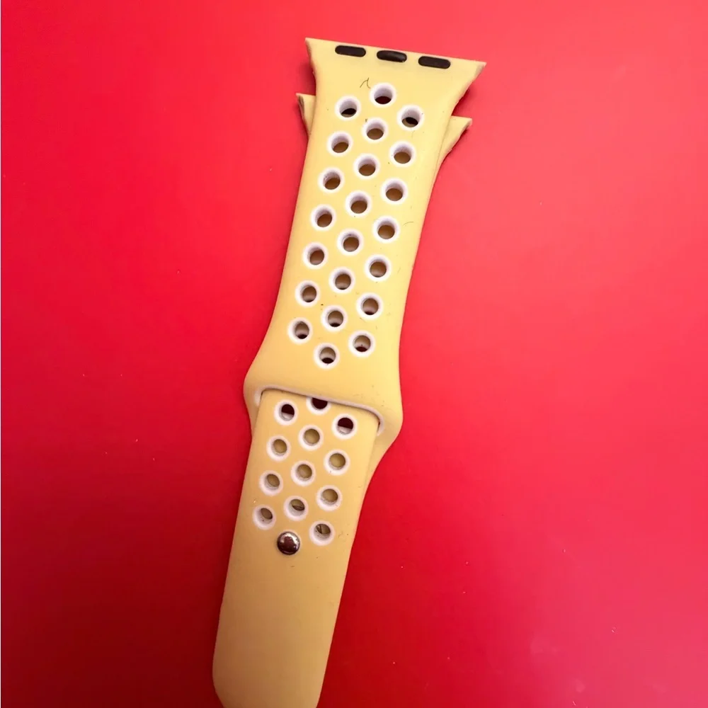 Apple Yellow Silicone Sport Watch Band with Perforated Design